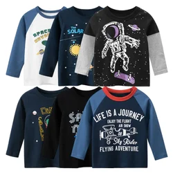 Astronaut Print T-shirts voor Jongen Katoenen Baby Meisjes Lange Mouw Raket Tops Kind Herfst Ruimte Sweatshirt Kinderkleding Dropship