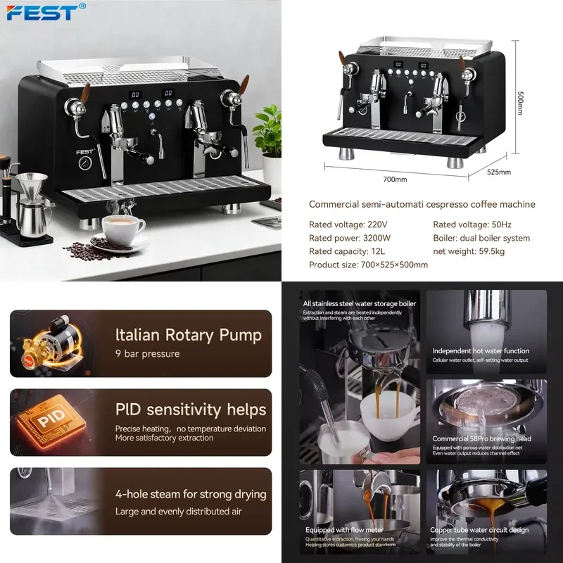 【CHIMU HOME】Semi-Automatic Commercial Espresso Making Machine Professional Industrial Coffee Extraction Equipment