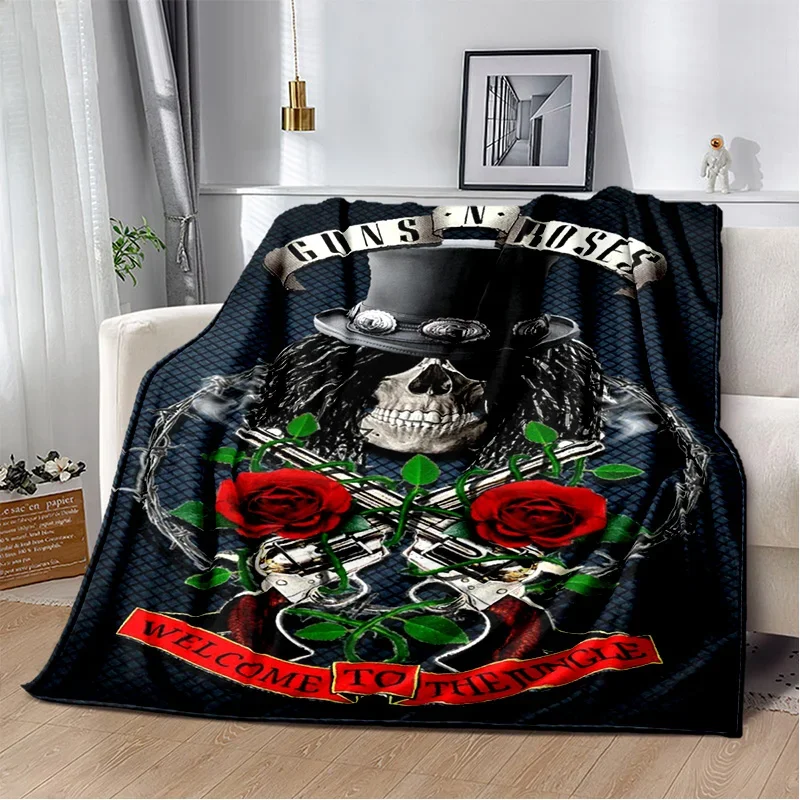 Guns N Roses Hard Rock Band Blanket,Soft Throw Blanket for Home Bedroom Bed Sofa Picnic Travel Office Rest Cover Blanket Kids