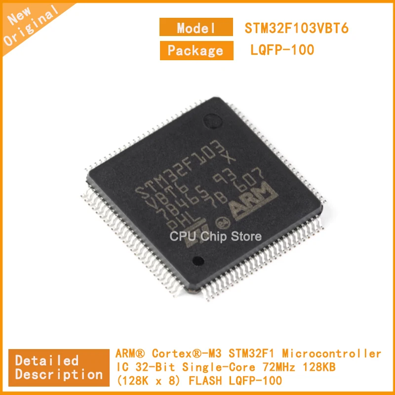 5Pcs/Lot New Original  STM32F103VBT6 STM32F103 STM32F  Microcontroller IC 32-Bit Single-Core 72MHz 128KB (128K x 8) LQFP-100