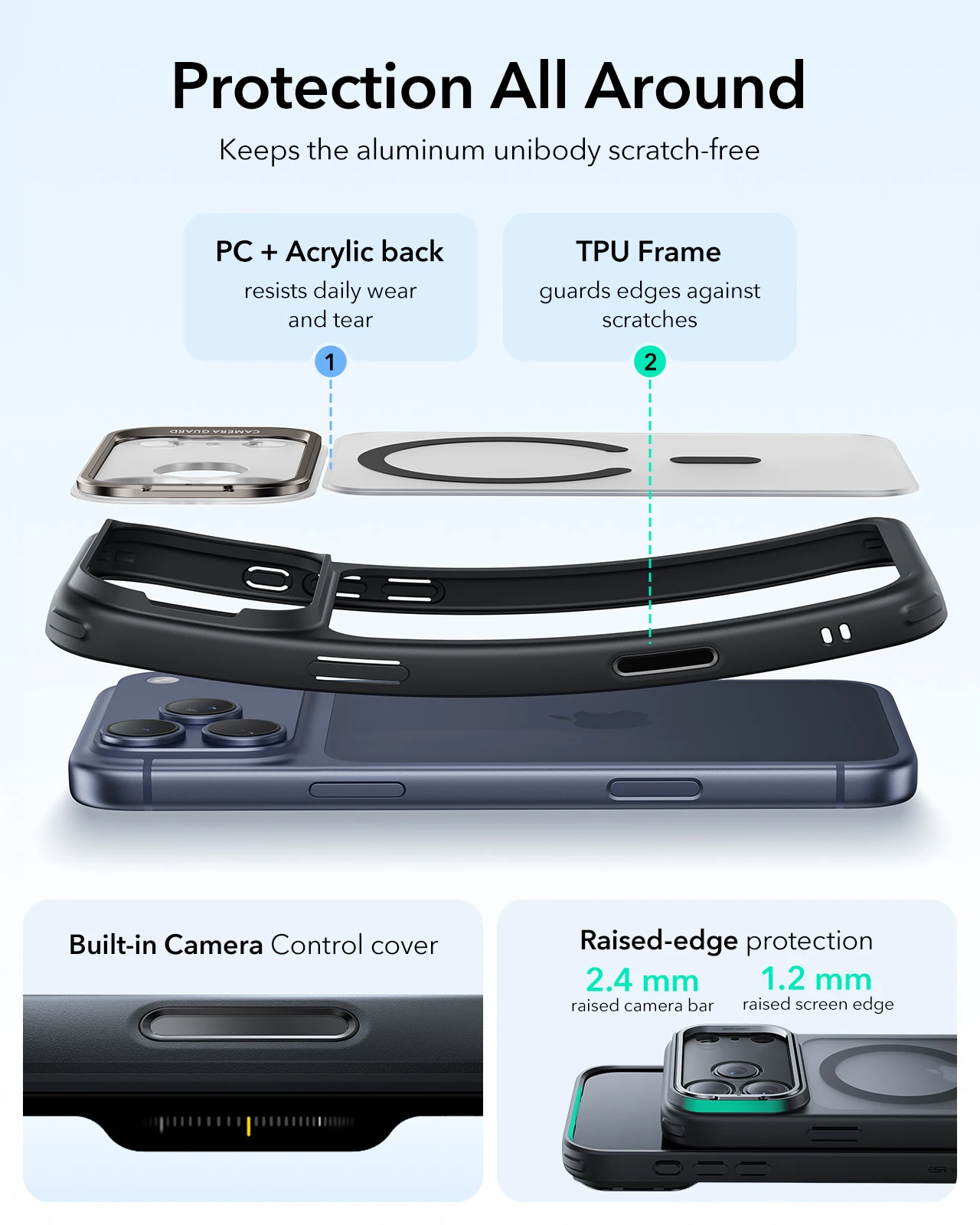 Etui magnetyczne ESR do iPhone'a serii 17/16 z podstawką i ukrytym schowkiem, ochrona militarna przed upadkiem, kontrola aparatu, pokrowiec ochronny na iPhone'a Air — zdjęcie produktu 3