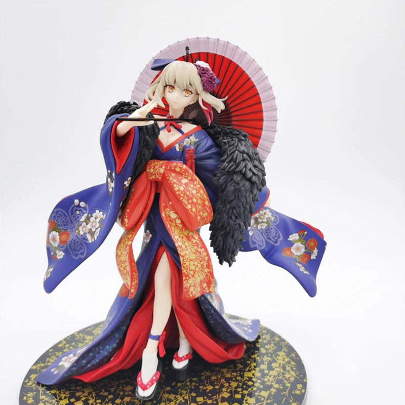 27cm Movie Fate/stay night Anime Figure Altria Pendragon Action Figure Heaven\'s Feel Saber Alter Kimono Collection Model Toys