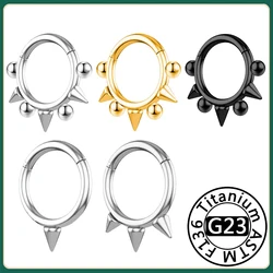 New G23 Titanium Septum Ring Hoop Piercing Nose Rings Cone Spike Piercing Helix Cartilage Clicker Tragus Earrings Body Jewelry