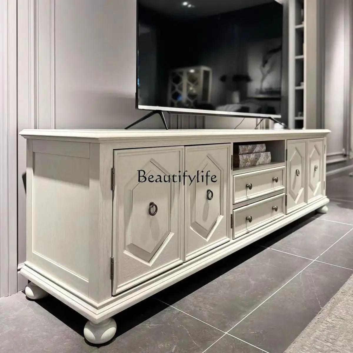 

yj7 American light luxury queen living room retro solid wood TV cabinet modern locker