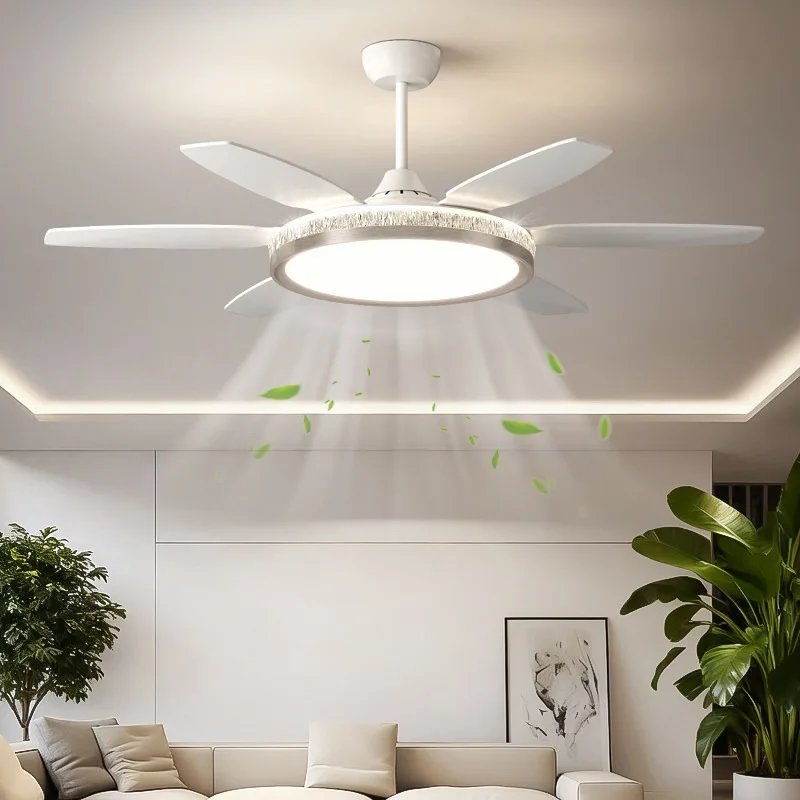Italian light luxury advanced fan light, integrated silent straight leaf restaurant dining room light full spectrum