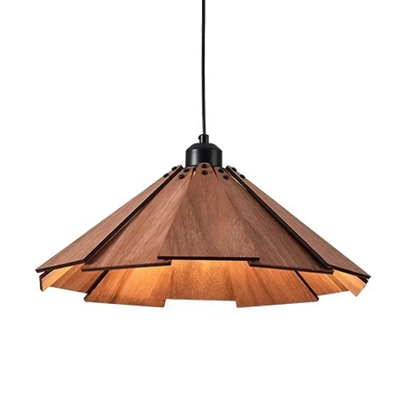 Wabi Silent Wind Restaurant Chandelier Japanese Vintage Wood Art Tea Room Dining Table Light Famous Log Bar Straw Hat Warm Light