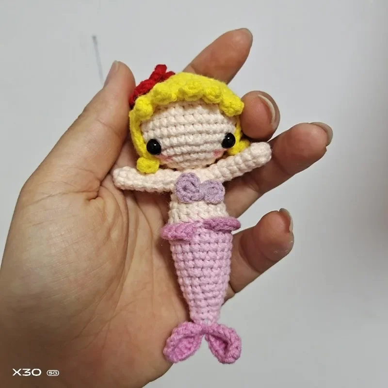 Cartoon Anime Woolen Doll Finished Mermaid Princess Hand-woven Pendant Finished Woolen Doll Hand-made Crochet Doll