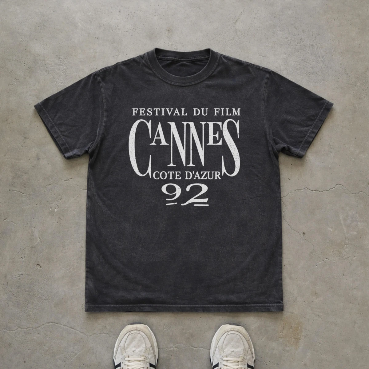 1992 Cannes International Film Festival T-shirt Vintage French Riviera Pattern T-shirt Women's  Daily Versatile Short Sleeves