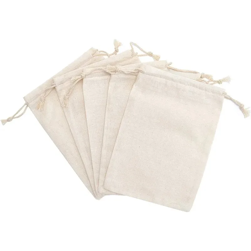 10/20/50 Pcs Dustproof Cotton Storage Bags Gift Fabric Package Plain Drawstring Pouches for Christmas Wedding Party Favors