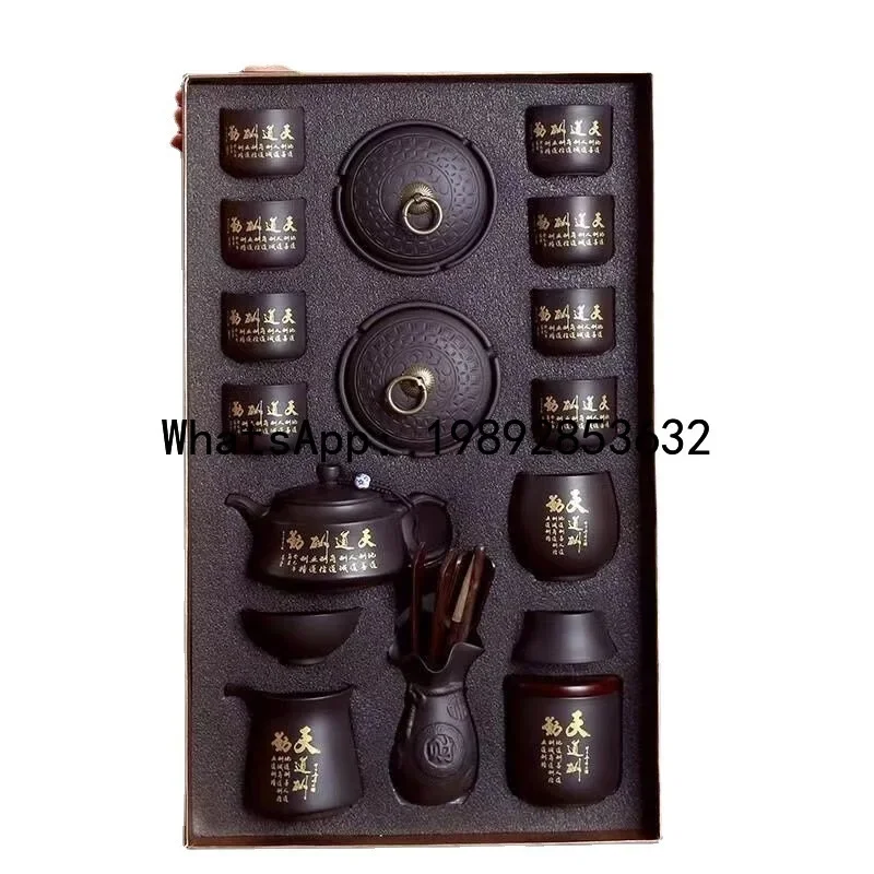 a-15 purple sand kung fu tea set pure handmade teapot for home living room gift tea cup 5