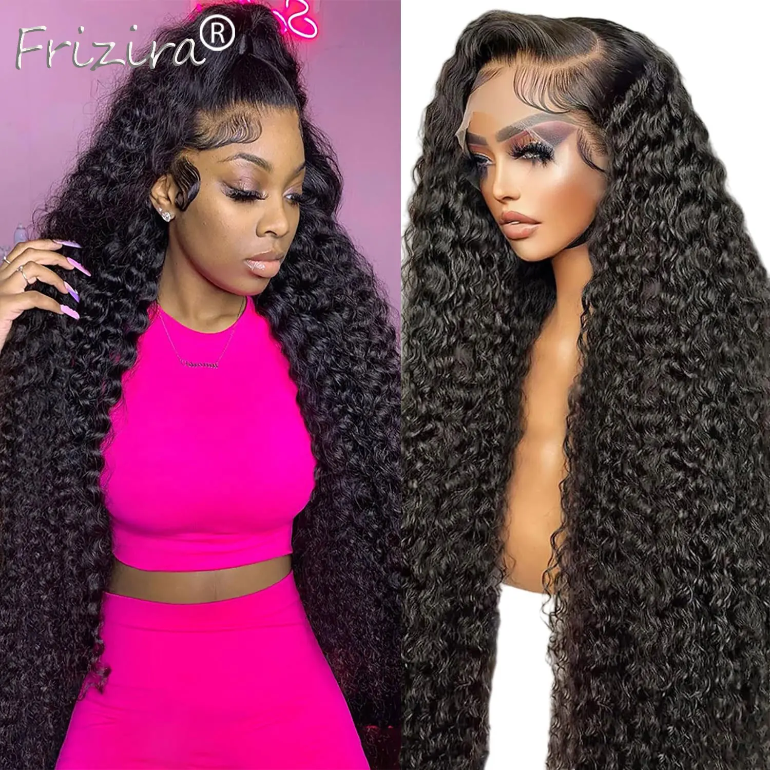 30 Inch Water Wave 13x4 HD Lace Lace Front Human Hair Wigs 100% Brazilian Remy Human Hair Deep Curly Pre Plucked with Baby Hair