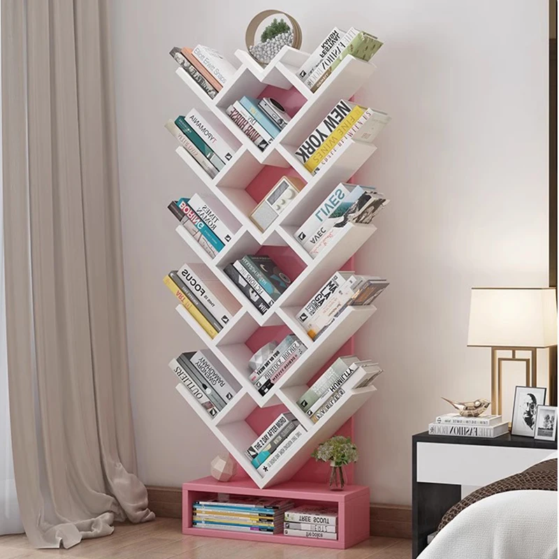 4 Tier Corner Haller Bookshelf Retail Units Wood Living Room Retail Shelving Geometric Cube Estanteria Furniture For Bedroom