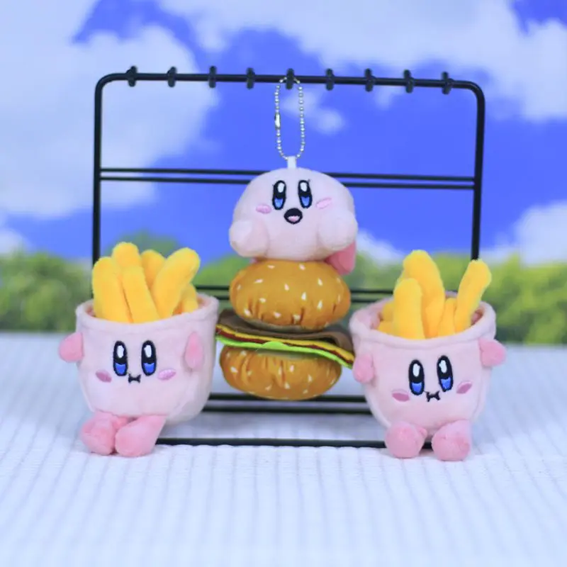 Cartoon Cute Star Kirby French Fries Hamburger Doll Bag Pendant Cute Keychain Girl Birthday Gift Kawaii Toys Decoration Ornament