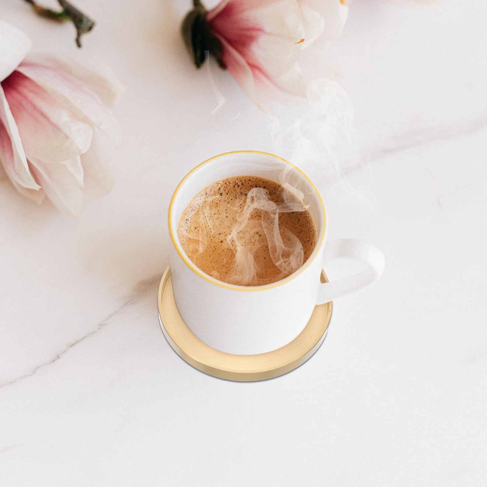 

5Pcs Brass Cup Coasters Premium Copper Drink Mats for Home Hotel Restaurant Tea Room Decorative Saucers Modern Mug Pads