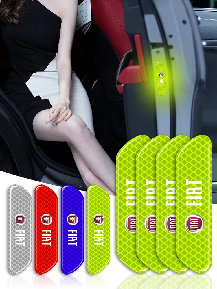 New Car Door Safety Warning Reflective Mark 3D Sticker For Abarth FIAT Punto 500 Tipo Stilo Palio Bravo Doblo Panda Ducato