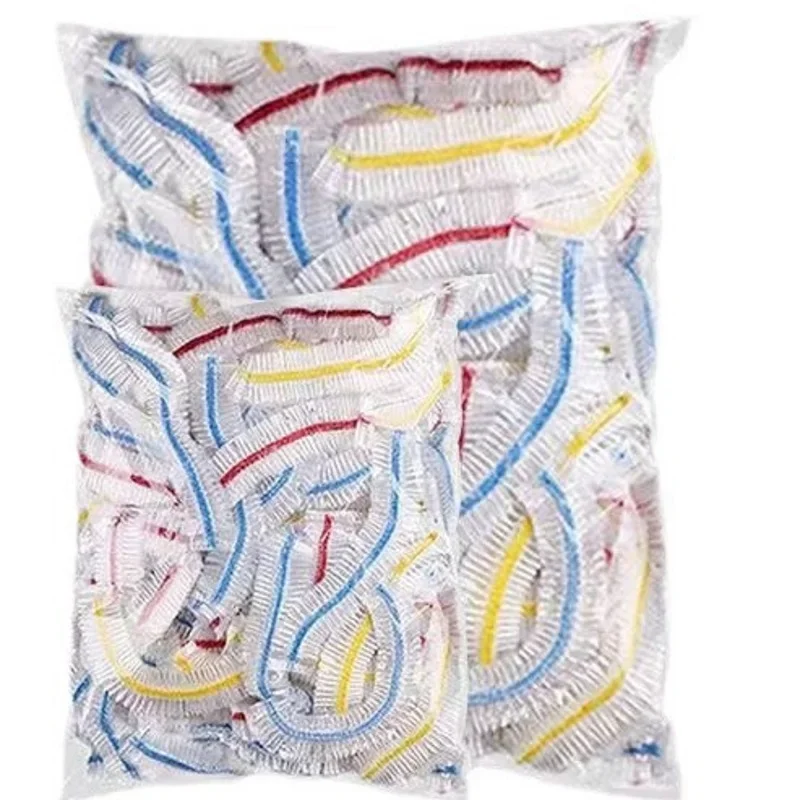100 Stück elastische Lebensmittelabdeckungen, Einweg-Kunststoffschüsseldeckel zur Aufbewahrung von Obst und Gemüse, Frischeversiegelungsverpackungen – Detail 6