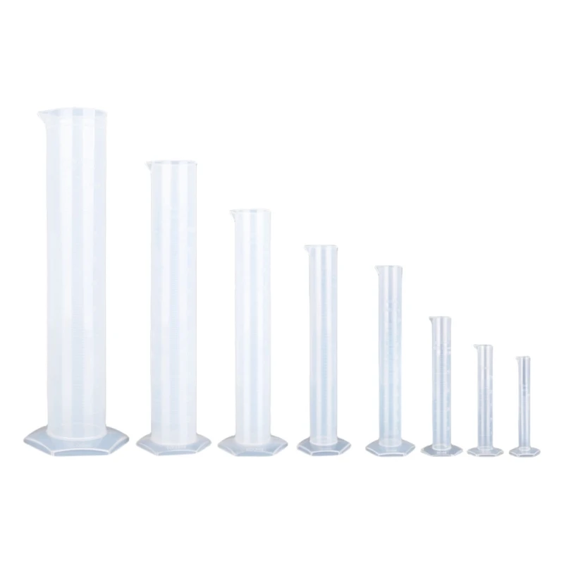 8 Pcs/Set 10-2000ml Graduated Cylinder Measuring Cylinder Set with Hexagonal Base Lab Supplies for Science Experiments