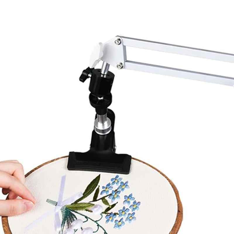 Adjustable Embroidery Hoop Holder For Handwork, 360° Rotatable, 3-In-1 Hoop/Tablet/Phone Holder Desktop Stand