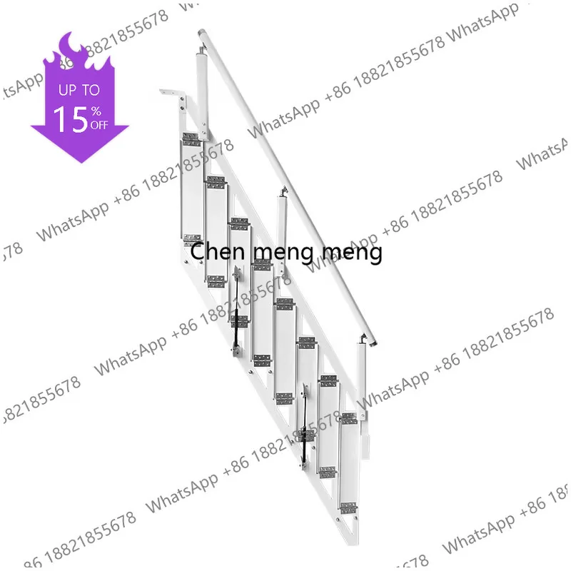 

Smt51 Modern Loft Duplex Indoor/Outdoor Retractable Glass Staircase with Wall-Mounted Glass Railing Second-Floor Home Side Ladde