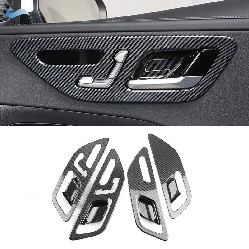 

For Mercedes Benz C Class W206 C180 C200 C300 2021 2022 Car ABS Carbon Texture Interior Door Panel Doors Pull Bowl Cover Trim