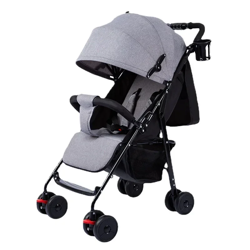 Baby Stroller Foldable Lightweight Can Sit or Lie Down Baby Umbrella Cart Shock-absorbing All Season Braking