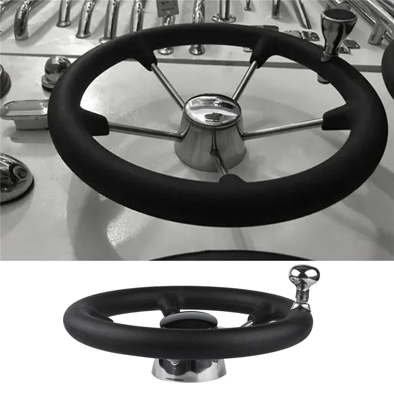 Boat Accessories Marine 11 Inch Stainless Steel 5 Spoke Steering Wheel Heavy Duty Marine Boat Marine for Marine Yacht