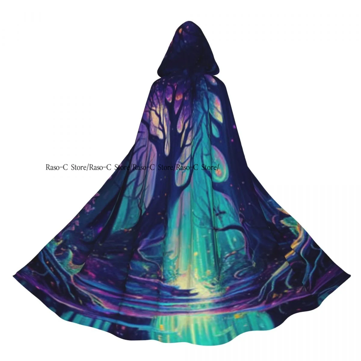 

Long Cape Cloak Fantasy Forest Colorful Fairytale Hooded Cloak Coat Autumn Hoodies