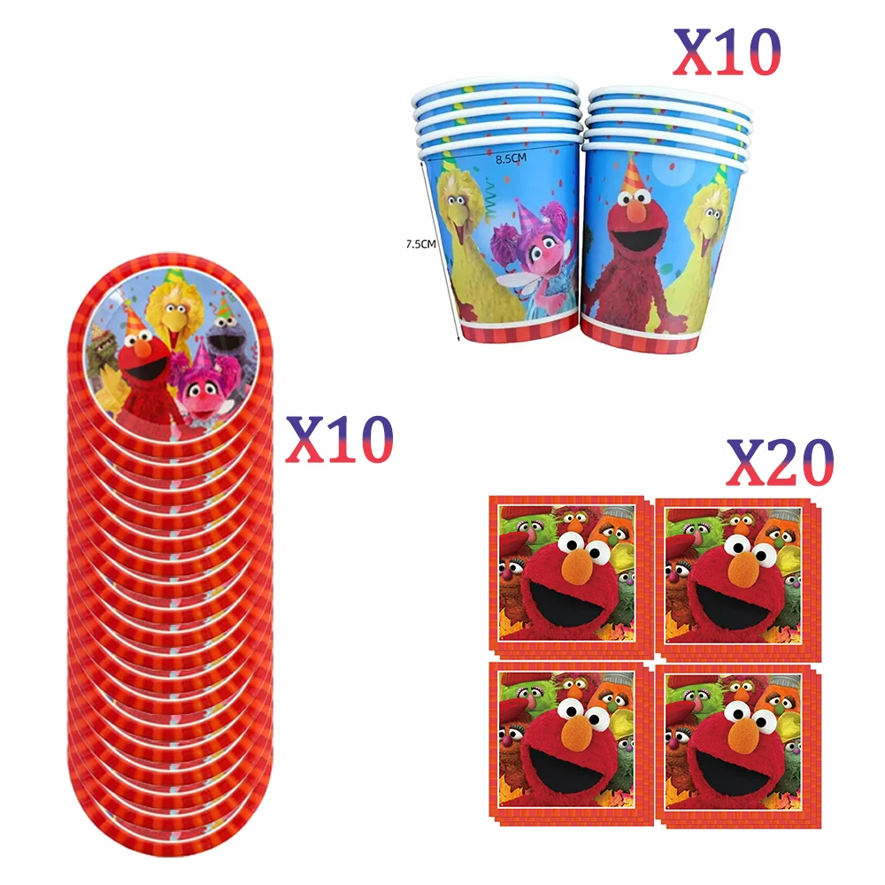 Geburtstagsballon-Partydekoration, Sesamstraßen-Thema, Teller, Kuchenaufsätze, Banner für Kindergeburtstag, Partyzubehör, Babyparty – Detail 9