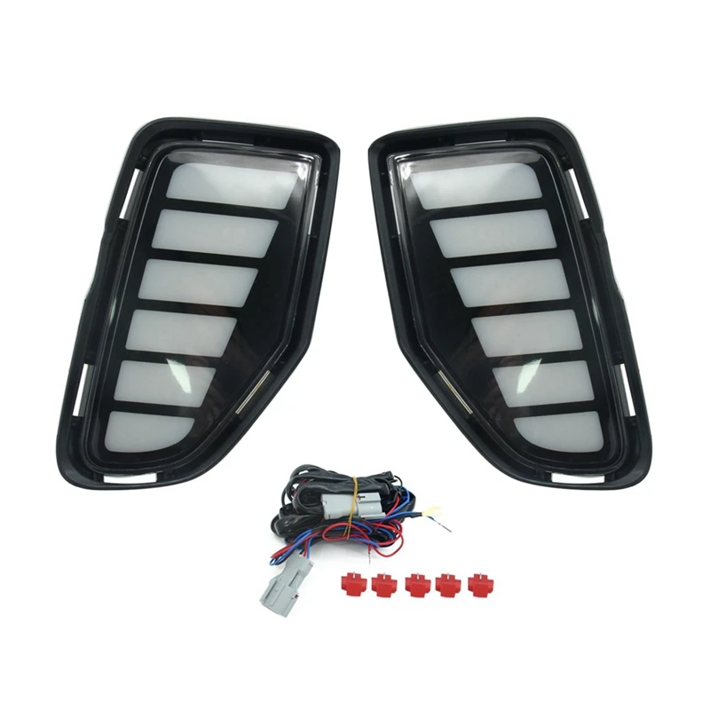 Car Daytime Running Light DRL For Toyota Corolla Cross 2024 Turn Signal Light Fog Lamp, White+Yellow+Blue Light