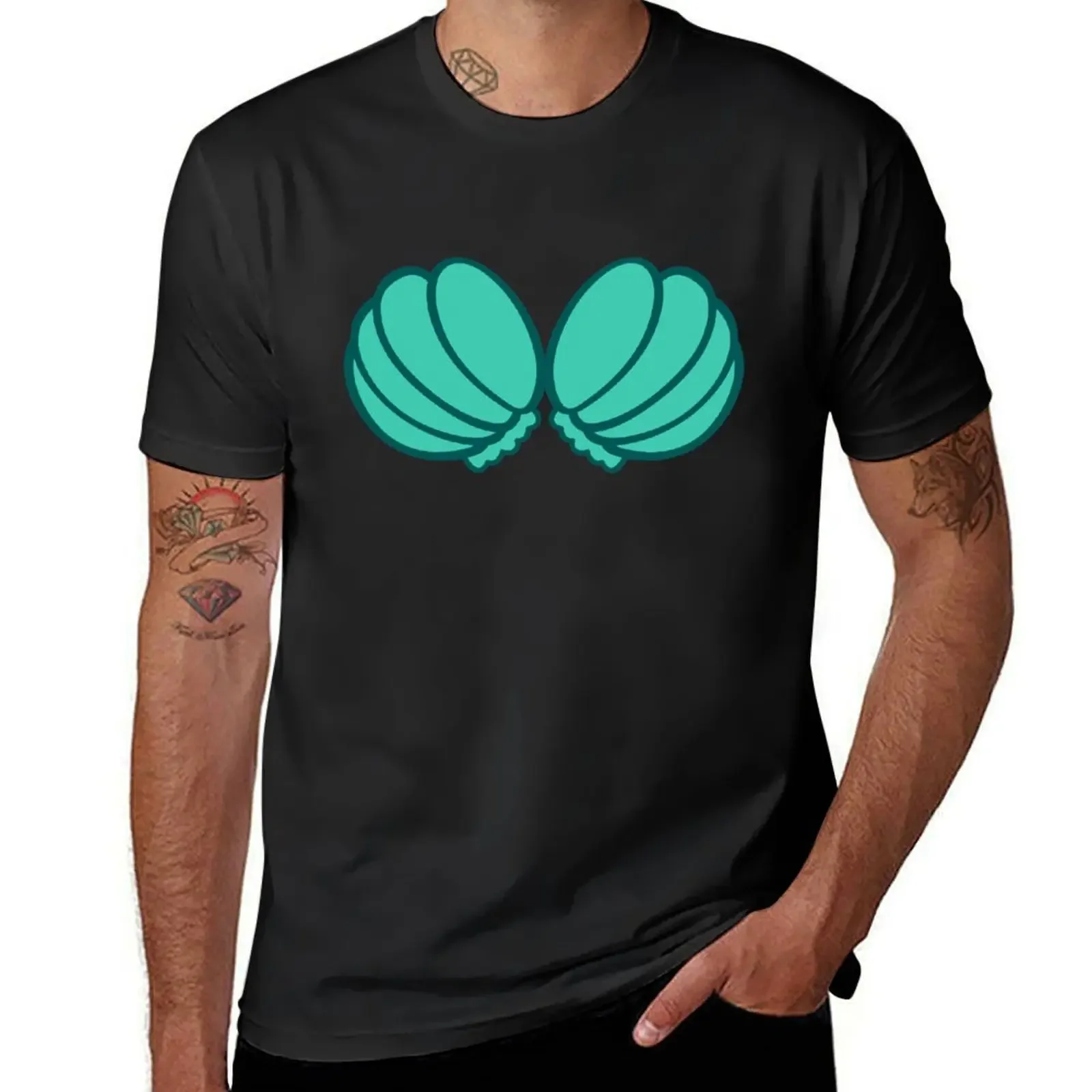 Green Big Seashell Bra T-Shirt man clothes graphic t shirts plain mens graphic t-shirts