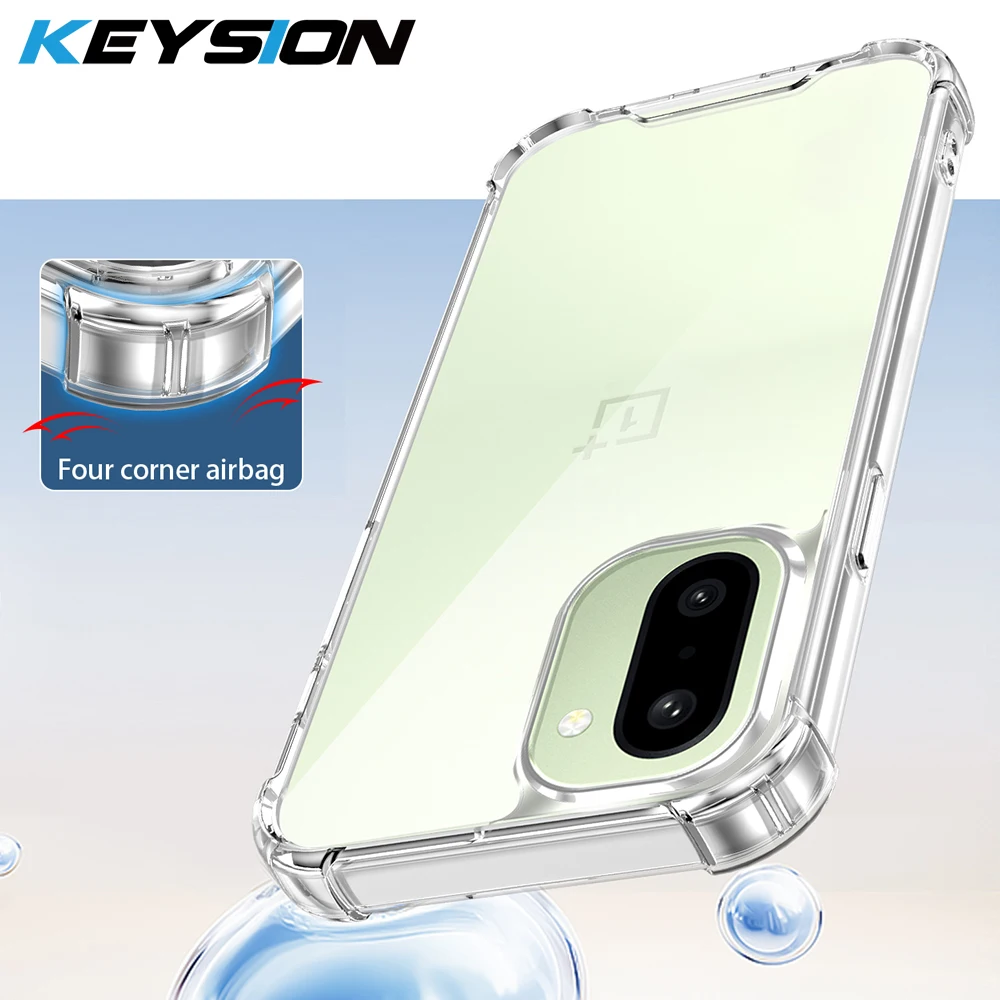 

KEYSION Four-Corners Shockproof Transparent Case for OnePlus 15R 5G Soft TPU+PC Clear Phone Back Cover for OnePlus 1+ Ace 6 6T