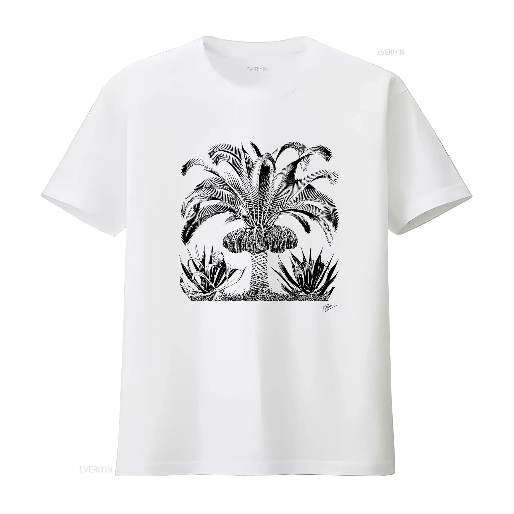 M c Escher Palm 1933 Art T shirt vintage Washed Soft Stylish designer clothes Stretched Top For Everyday Wear Unisex streetwear