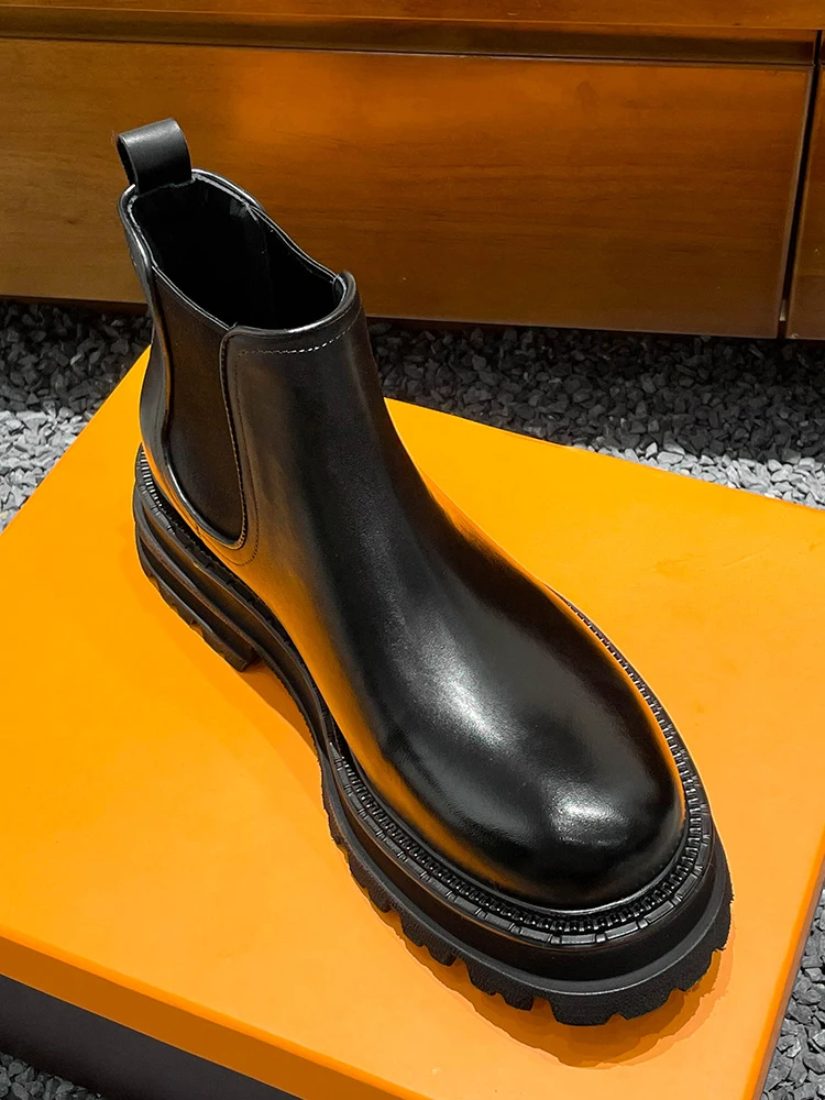 

Мужские ботинки челси, оригинальные кожаные ботинки Thi Bot Bla в стиле ретро, весенне-осенние ботинки на подкладке с круглым носком