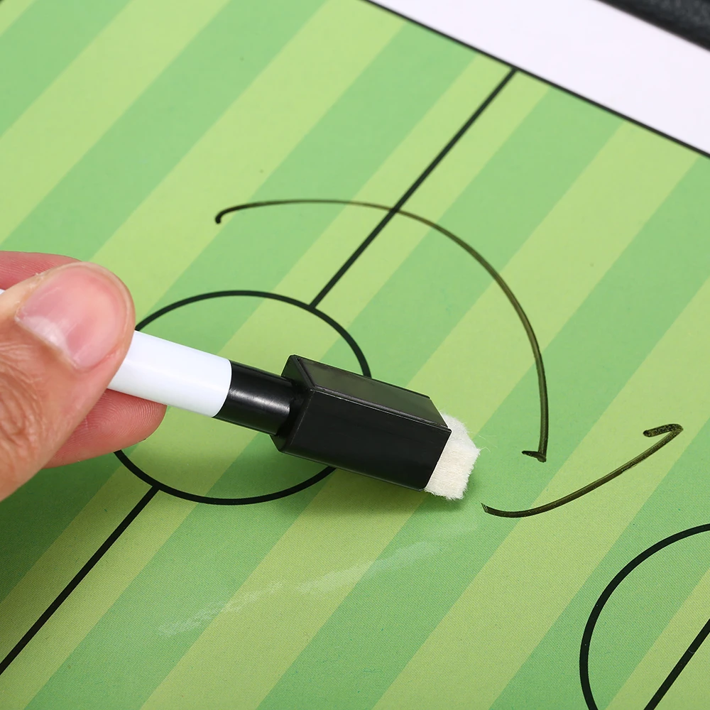 Foldable Football Soccer Magnetic Tactic Board Coaching Strategy Board with Marker Pieces and 2-in-1 Pen