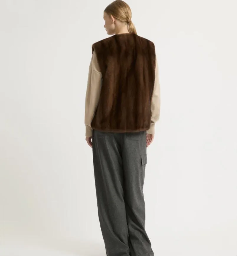 سترة فرو المنك الحقيقي للسيدات لدفء الشتاء والأزياء