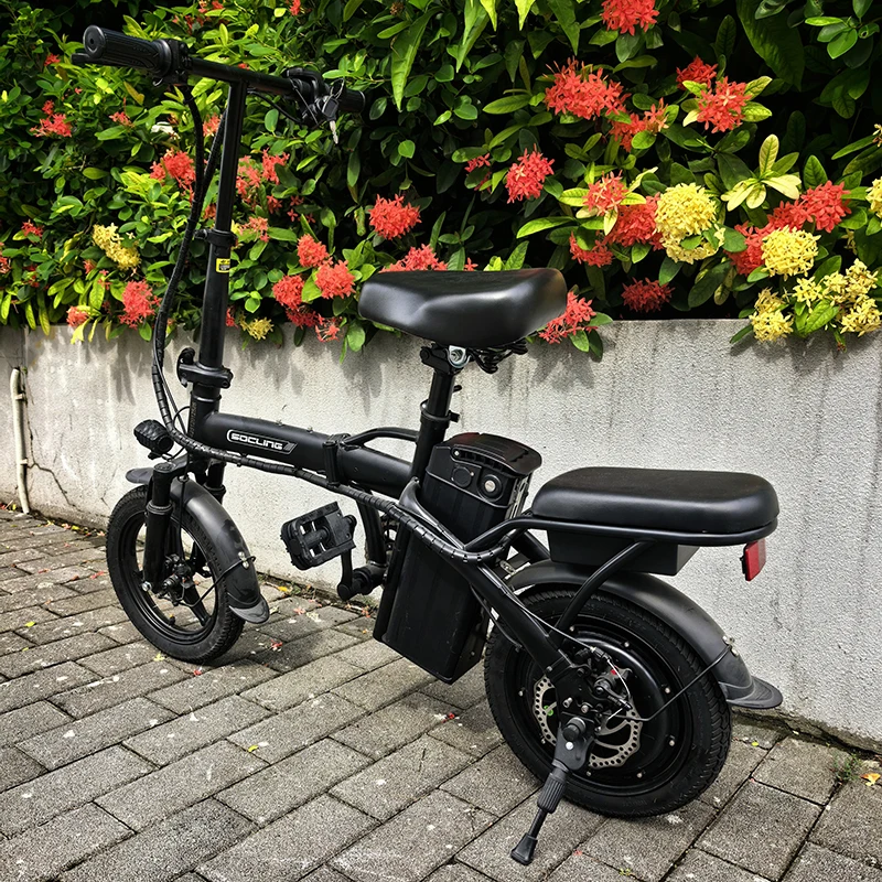Black E-Bike, Front Shock Absorber, 500W Motor,48V Detachable Battery, 19.9MPH Top Speed, 14*2 All-Terrain Tires, Bright Headlight 3-Riding Modes Front Shock Absorptions 6-Hour Charging Time, City Commuter Bike image 8