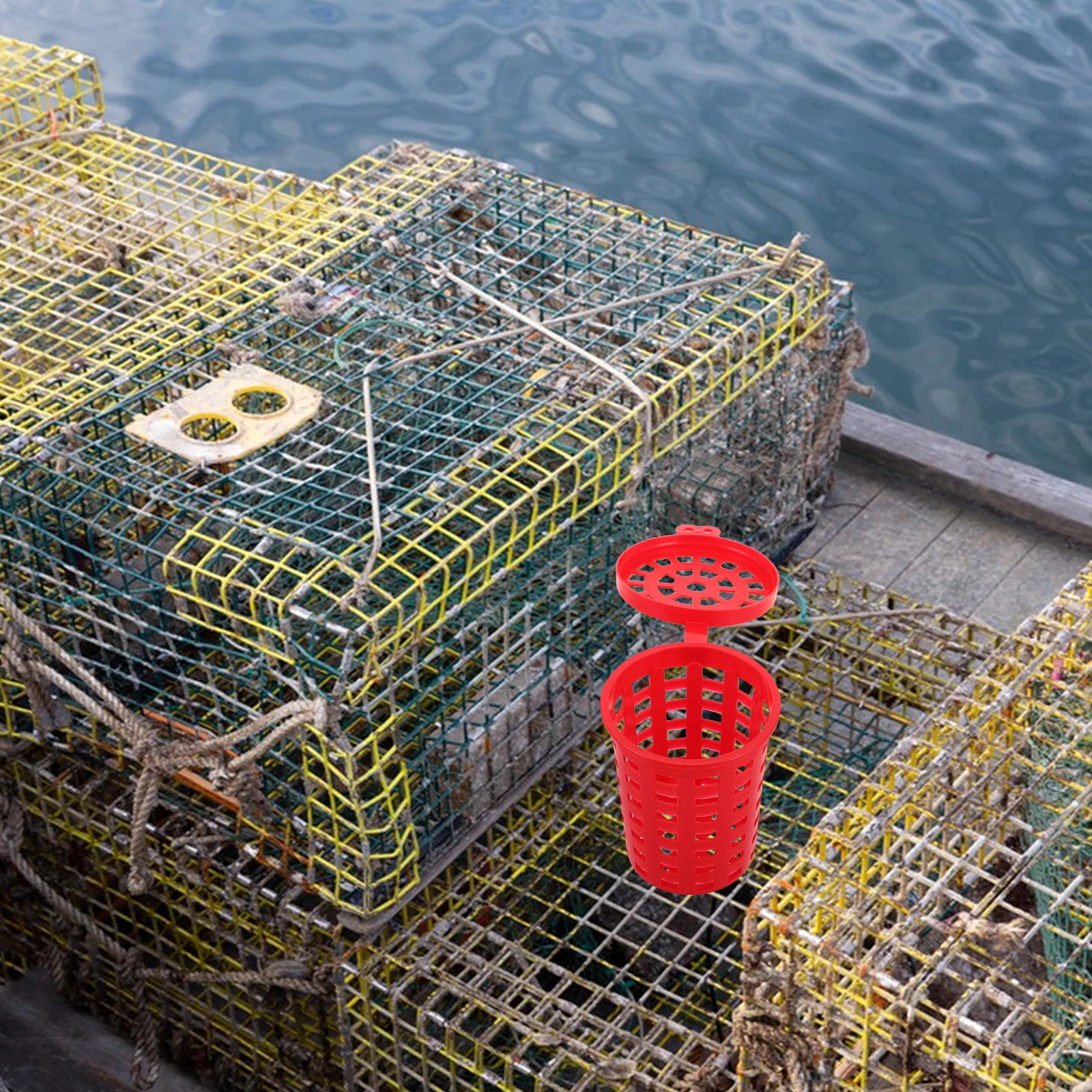 

10 Pcs Bait Cage Fishing Basin Thrower Device Trap Carp Feeder Plastic Eel Shrimp Net Basket