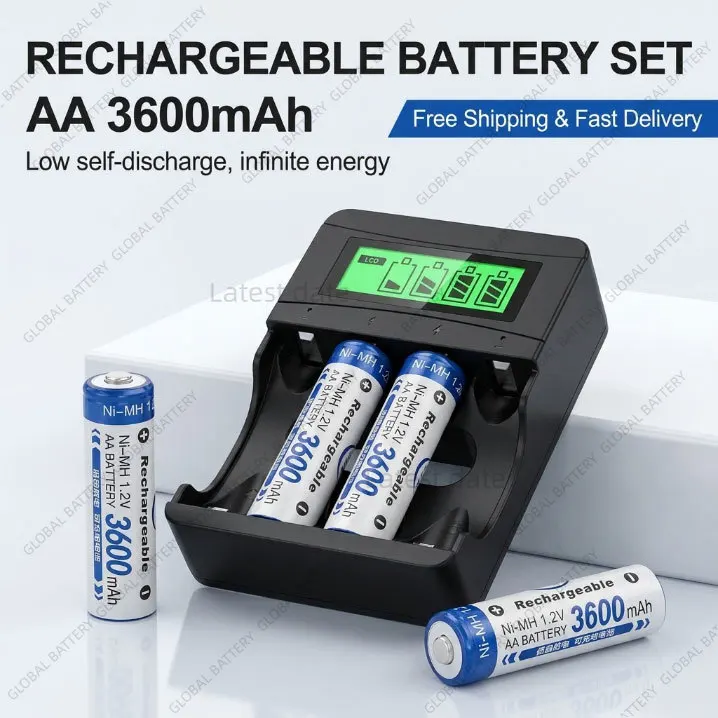 

1.2V AA 3600mAh Rechargeable Battery, Durable Long Lasting Battery for Electric Toothbrush Remote Control Train Toys