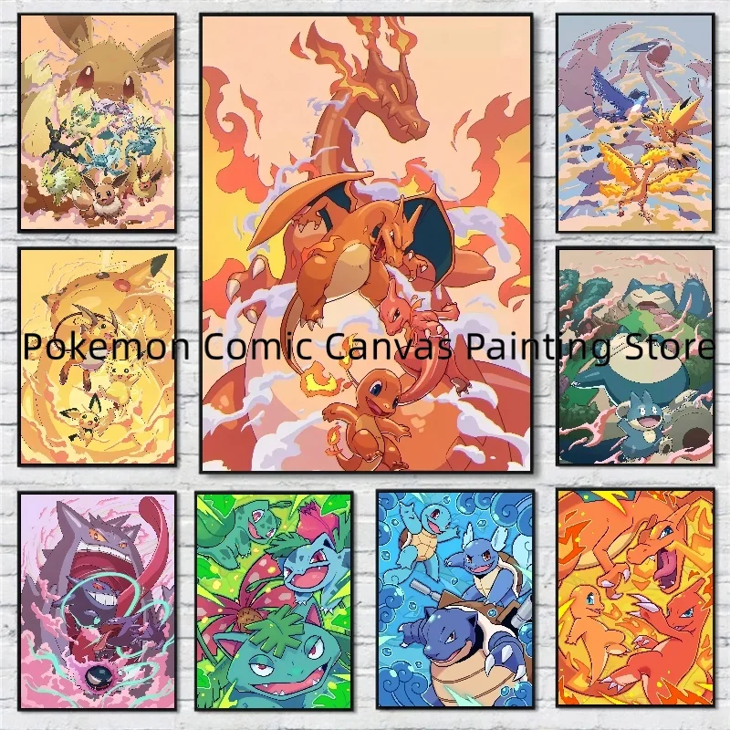 

Japanese Anime Pokemon Pictures Canvas Wall Wall Stickers Stickers and Posters Room Home Decoration Accessories Children's Gift