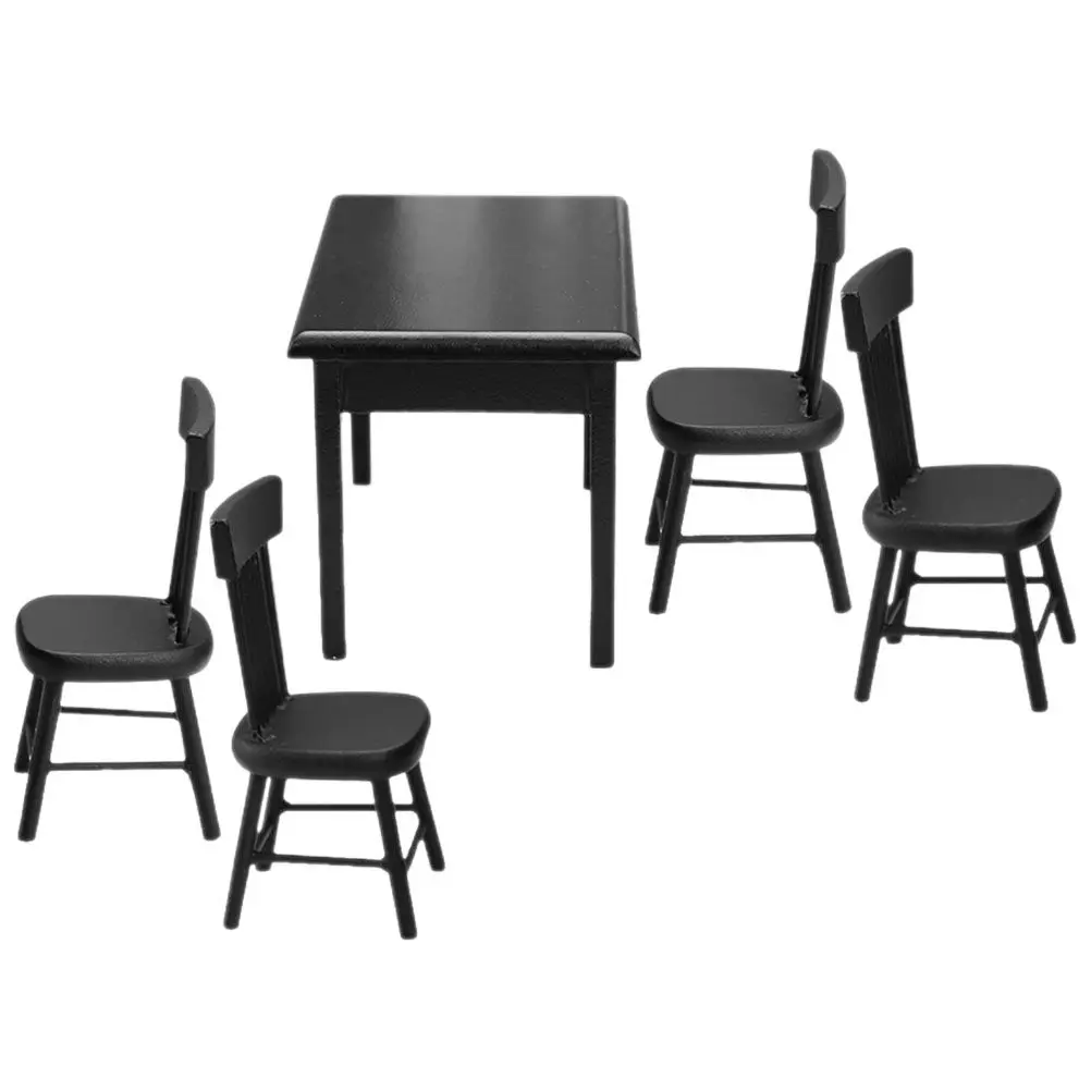 

1Set Miniature Wooden Table Chair Set Realistic Vintage Mini House Furniture Accessories Lifelike Tiny Wooden Chairs Miniature