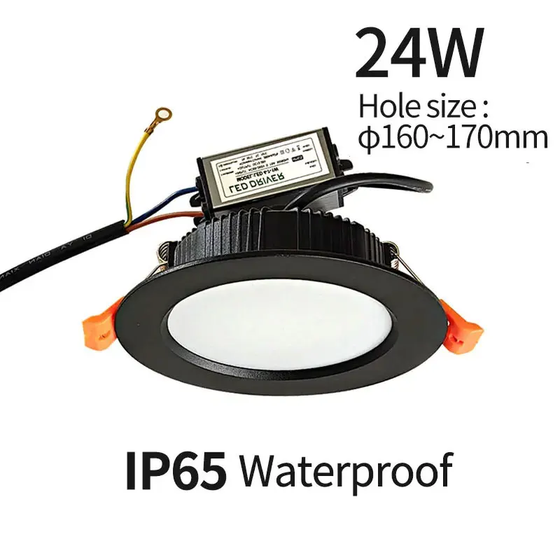 Waterproof downlight LED outdoor spotlight 24W AC85-265V with driver kit for bathroom kitchen balcony outdoor door dedicated 12V