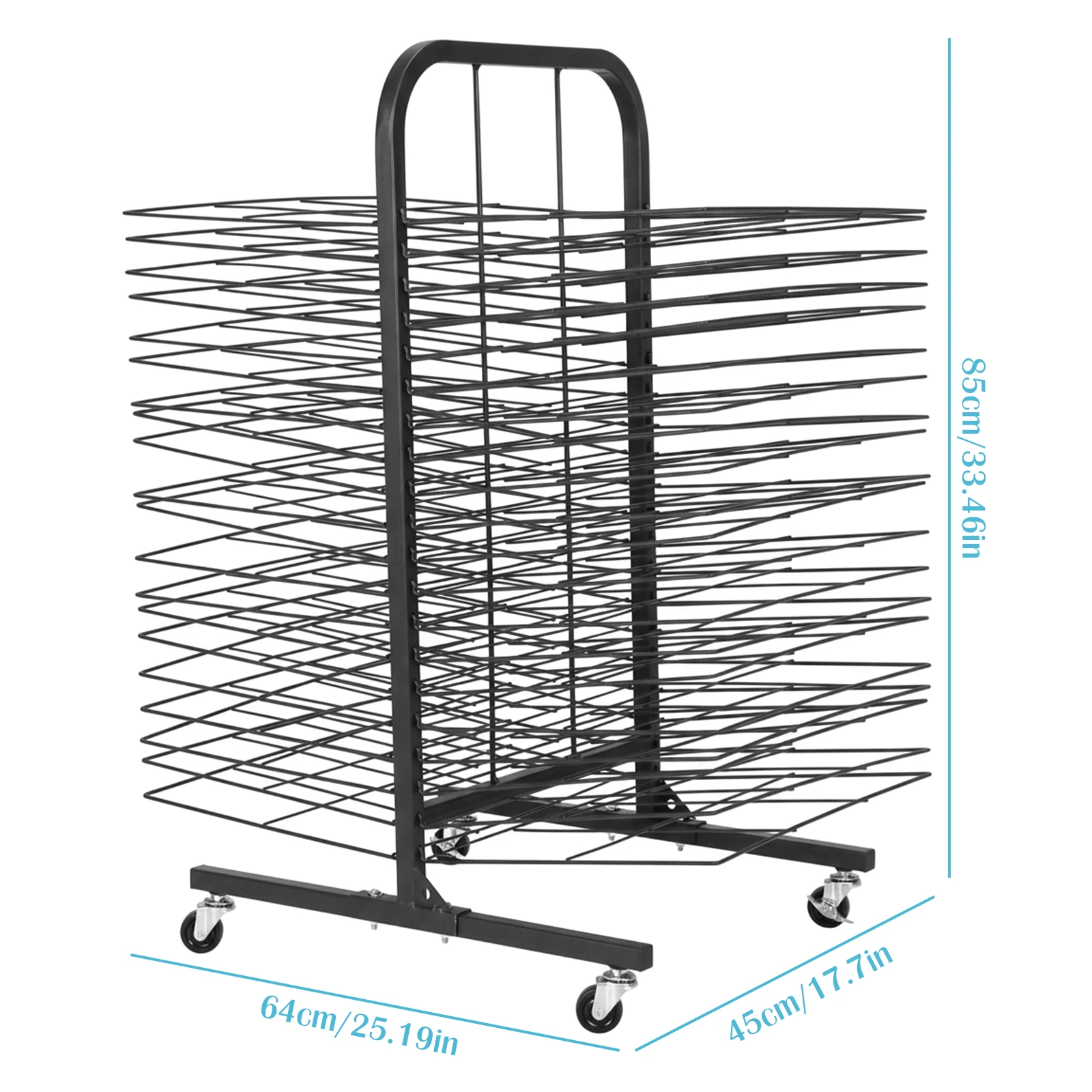 

40-полкачная полка для хранения предметов искусства, экономия места, мобильная металлическая подставка для сушки краски со съемными полками для произведений искусства в классе