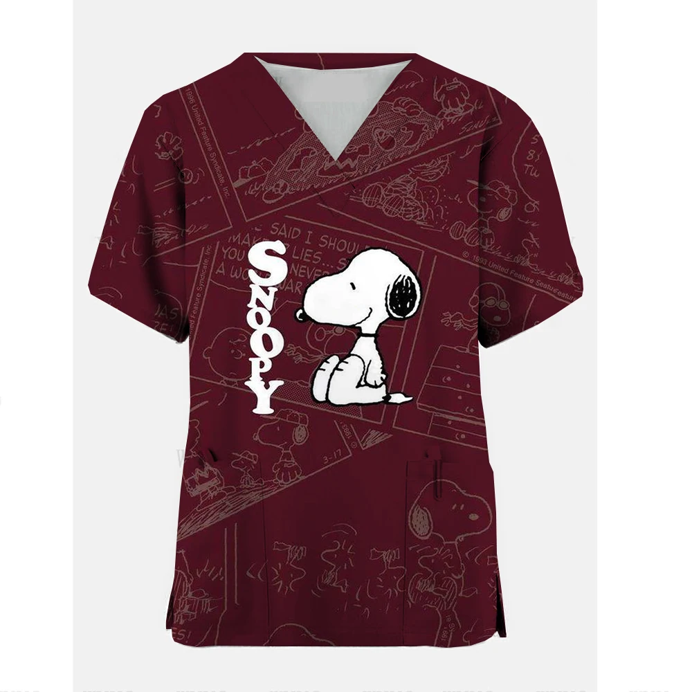 Hospital Nurse Uniforms Women Medical Uniform Print Scrub Top Snoopy Dental Clinic Work Clothes Mens Scrubs Short Sleeved Jacket