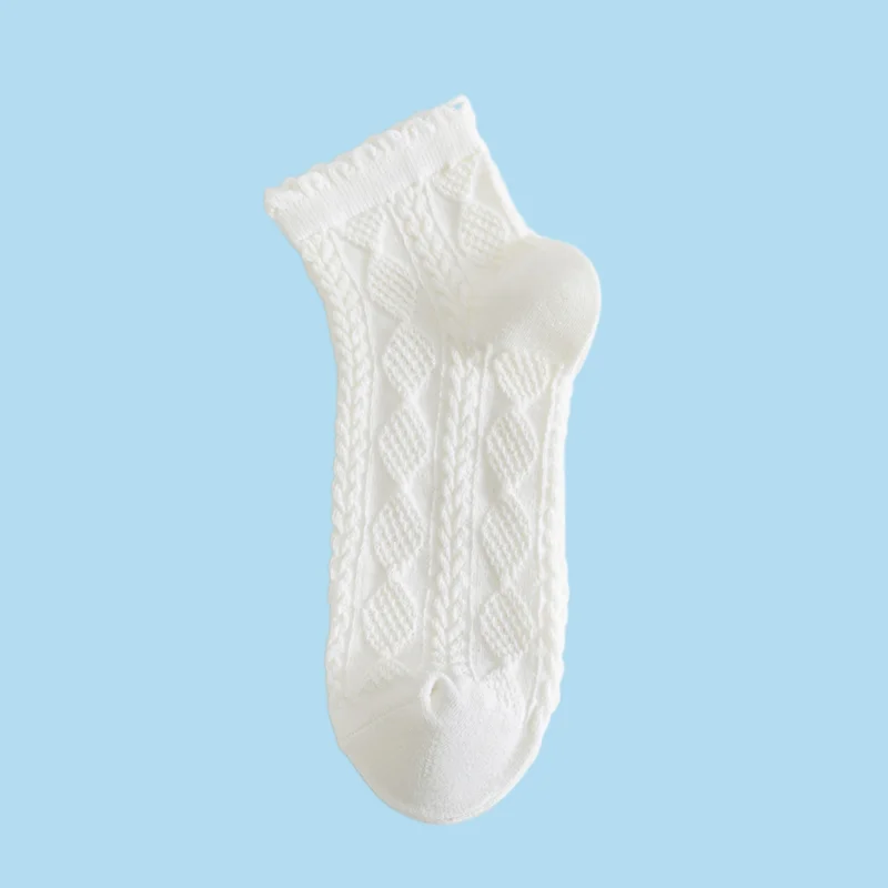 2/5 Pairs 2024 New Summer Thin Breathable Short Tube Lace Mid-tube White Ladies Cotton Socks Women's Cotton Short Socks