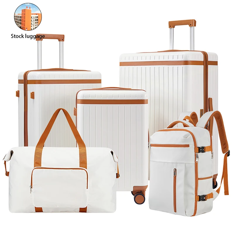 US Warehouse in Stock 5 Pieces Lightweight Hard Shell Suitcase Set Luxury Abs+Pc 5 Piece Travelling Bag Suitcase Luggage Set