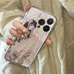 Anime Lolita Girl Phone Case For iPhone 16Pro Max 15 14 13 12 11 XR XS Max 7 8Plus Y2K Cartoon Senior Soft Anti fall Phone Case