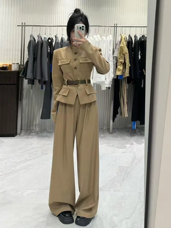 

Fashionable High-End Commute Suit Jacket Women's Wide Leg Pants Set Slimming Trendy Two-Piece Ensemble for Autumn