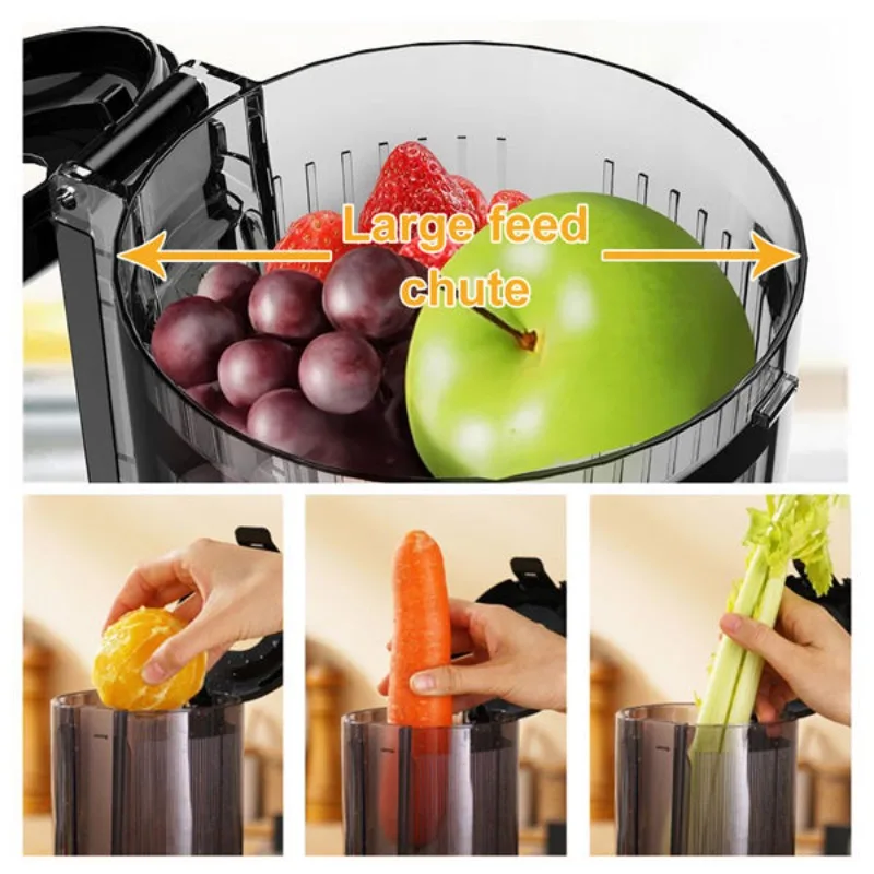 Pulp-Juice Separating Slow Masticating Juicer, Household Automatic Large-Caliber Cold Press for Fresh NFC Juice
