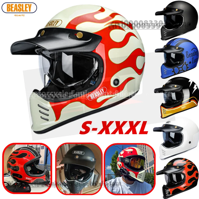 

Original BEASLEY Retro Motorcycle Helmet Locomotive Full Helmet Men Women Motocross Riding Helmet ECE DOT Certification