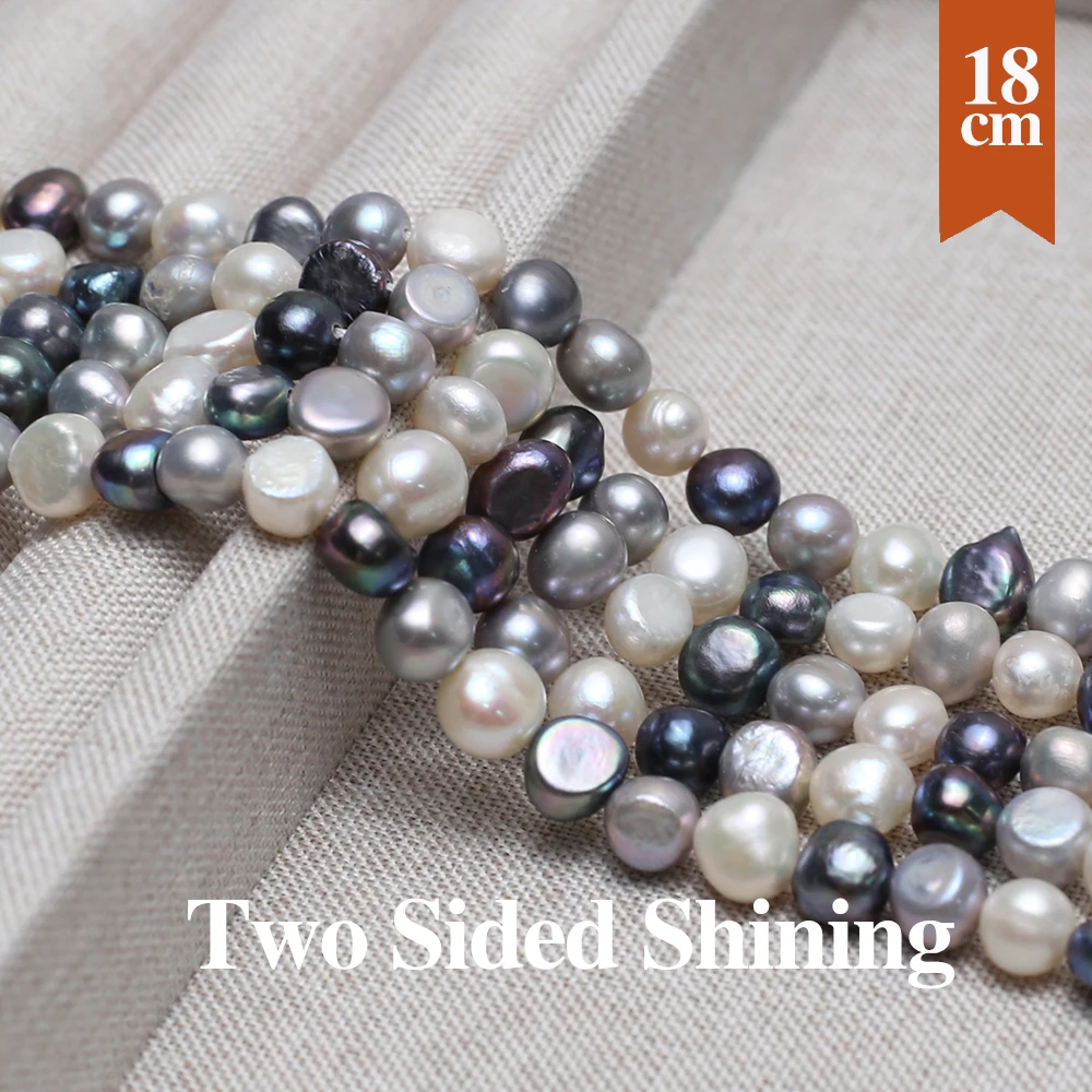 

18cm Natural Freshwater Pearl Beads Two Sided Shining Mix Pearl Loose Spacer Beaded for Making DIY Necklace Bracelets 7-8mm